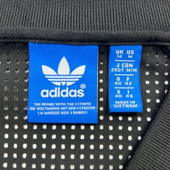 ADIDAS  BERLIN  LXXII 3 STRIPES LOGO MESH ZIP UP BLACK WHITE JACKET SZ M - Picture 7 of 9